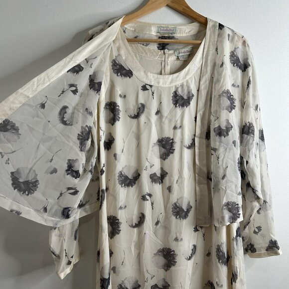 Anthropologie Isabella Bird 2 Piece Dress Set 10 Ivory Floral Silk Maxi Jacket - Picture 4 of 14